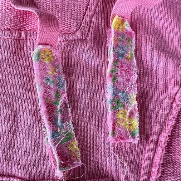 LoveShackFancy Allouette Hoodie Party Pink Distressed Patches Cottage XS GUC HTF - Picture 8 of 16